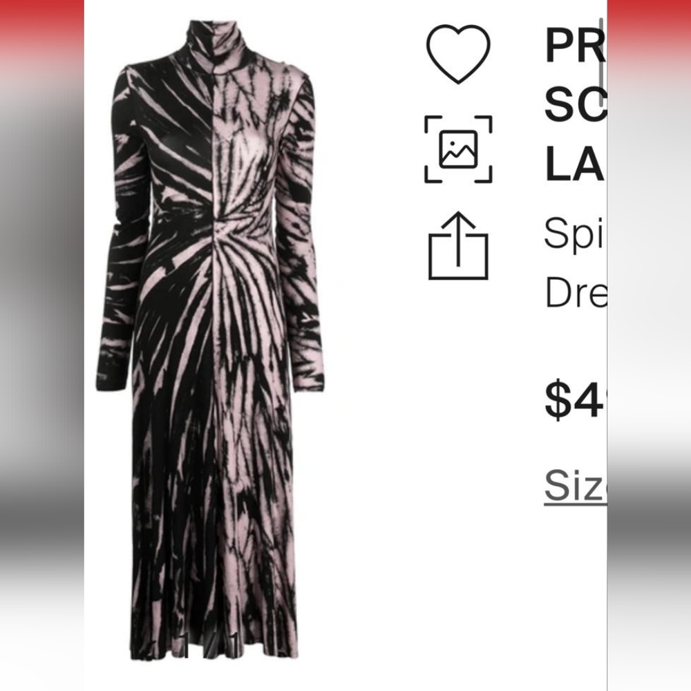 PROENZA SCHOULER WHITE LABEL SPURAL TUE DYE JERSEY DRESS in size Extra Small